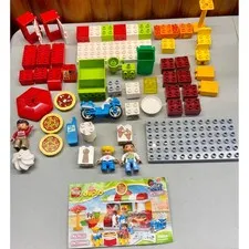 LEGO Duplo My Town Pizzeria 10834 with Figures Motorcycle Instructions COMPLETE