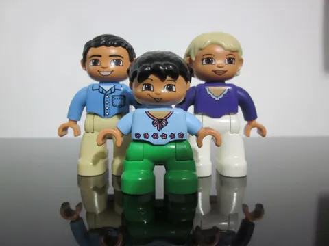 Lego Duplo Figure Caucasian Woman Man Girl Black Brlonde Hair Family Lot
