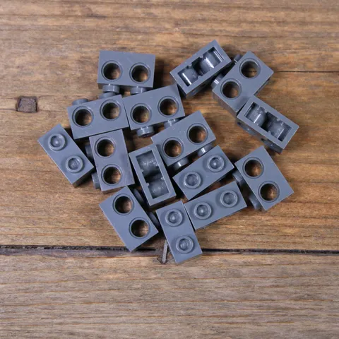 LEGO Dark Bluish Gray Technic Brick 1 x 2 with Holes Part No. 32000 Qty 15