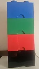 LEGO® 2-stud Red, Green, Black, Blue Storage Brick Set Great Condition