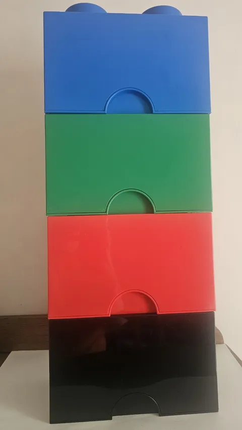 LEGO® 2-stud Red, Green, Black, Blue Storage Brick Set Great Condition
