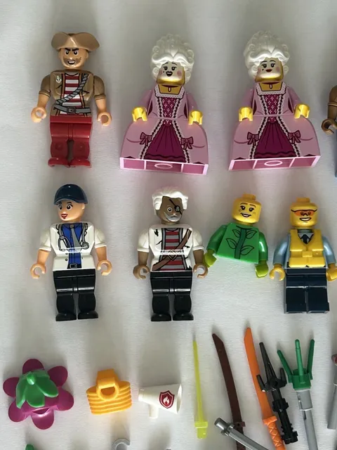 15 LEGO Minifigures Lot with Skeleton, Police, Fire Fighter And More Accessories