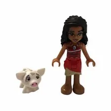 LEGO Minifigure Disney Moana Tan Skirt Red Top  & Pig Z6