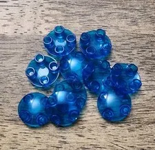 LEGO Trans-Dark Blue Plate, Round 2 x 2 with Rounded Bottom. QTY 10. Part 2654