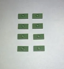 Lego Lot Of 8 Sand Green 1x2 Plate / Tile With 1 Knob Stud New City Part
