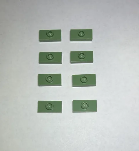 Lego Lot Of 8 Sand Green 1x2 Plate / Tile With 1 Knob Stud New City Part