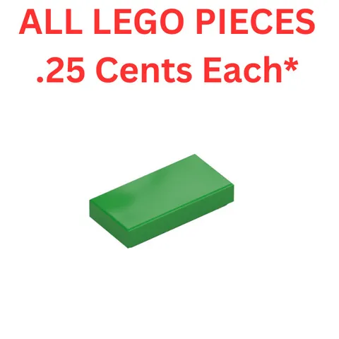 LEGO Tile 1x2 with Groove Bright Green 3069 - Genuine LEGO Parts Pieces Bulk