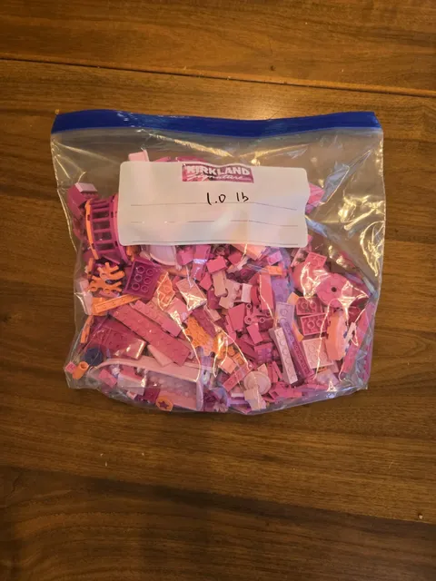 LEGO Sorted Pink & Rose Blocks & Parts Bag of 1 lb