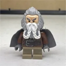 LEGO Minifigure Oin the Dwarf; w/ Gray Hair, White Beard, Cape & Brown Outfit