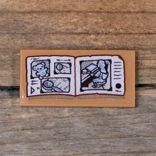 LEGO Hidden Side Medium Nougat Tile 2 x 4 Open Book with Teddy Bear 87079pb1378