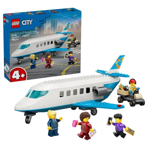 LEGO City Passenger Jet Airplane Set 60478 Airport Toy with 4 Minifigures