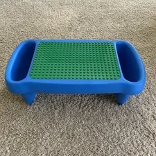 1998 LEGO DUPLO LAP TABLE Portable Desk STORAGE BINS Compartments BLUE & GREEN!