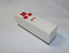 Lego 9V White Battery Box 4x14x4 Red Buttons Contact Plate with Gray Base-2846