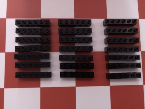 LEGO PART 3894 TECHNIC BRICK 1X6 WITH HOLES 21 PIECES (BLACK)