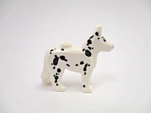 LEGO Dalmatian Dog White with Black Eyes, Nose & Spots Pattern Alsatian Fire Dog