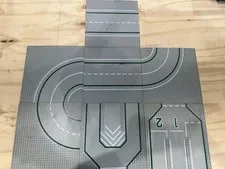 Lego 32 x 32 Road Baseplate Lot - 7 Vintage Light Gray Curved & Straight Plates