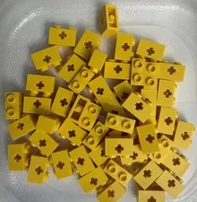 LEGO 50-piece Yellow, Brick 1 x 2 w Axle Hole FREEE SHIPPING