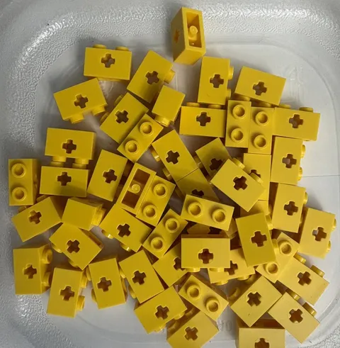 LEGO 50-piece Yellow, Brick 1 x 2 w Axle Hole FREEE SHIPPING