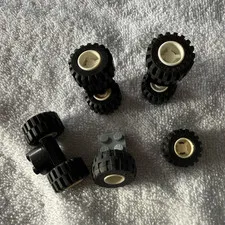 LEGO Wheel & Tire Lot - Black Tires w/ White Rims Bulk Parts in Bag