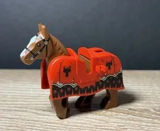 LEGO Horse Armored Red Barding From Set 70402 Gatehouse Raid Black Dragon Heads