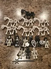 LEGO Castle Skeleton Army Warriors Minifigures,  Skeleton Horses, Black Skeleton