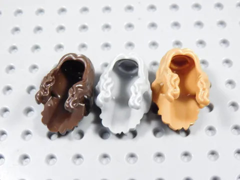 LEGO Lot of 3 Long Wavy Hair w/ Center Part Minifig Gray Dark Brown BJ