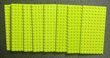 LEGO LOT OF 8 LIME GREEN 8 X 16 STUD PLATE PIECES New And Gently Used Plates
