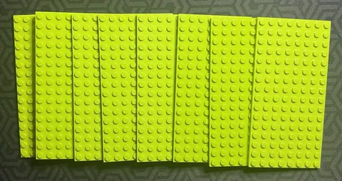 LEGO LOT OF 8 LIME GREEN 8 X 16 STUD PLATE PIECES New And Gently Used Plates