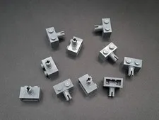 LEGO - 10x - Modified Brick - Brick - 1x2 with Pin - Gray - Dark Gray - 44865