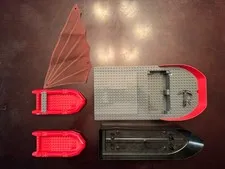 4 LEGO Boat Ship Hull Raft Lot 60109 60086 City Fire Sail Incomplete Used