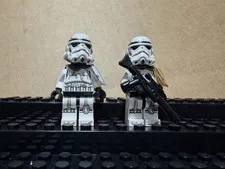 Two Lego Star Wars Sandtrooper + Backpack Minifigure Orange White sw0364 sw0383