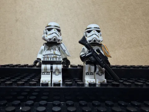 Two Lego Star Wars Sandtrooper + Backpack Minifigure Orange White sw0364 sw0383