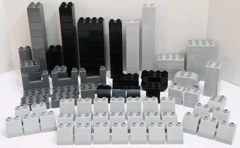 LEGO DUPLO Castle Bulk Bricks Lot Gray Black Bricks Blocks Parts Pieces 120pc