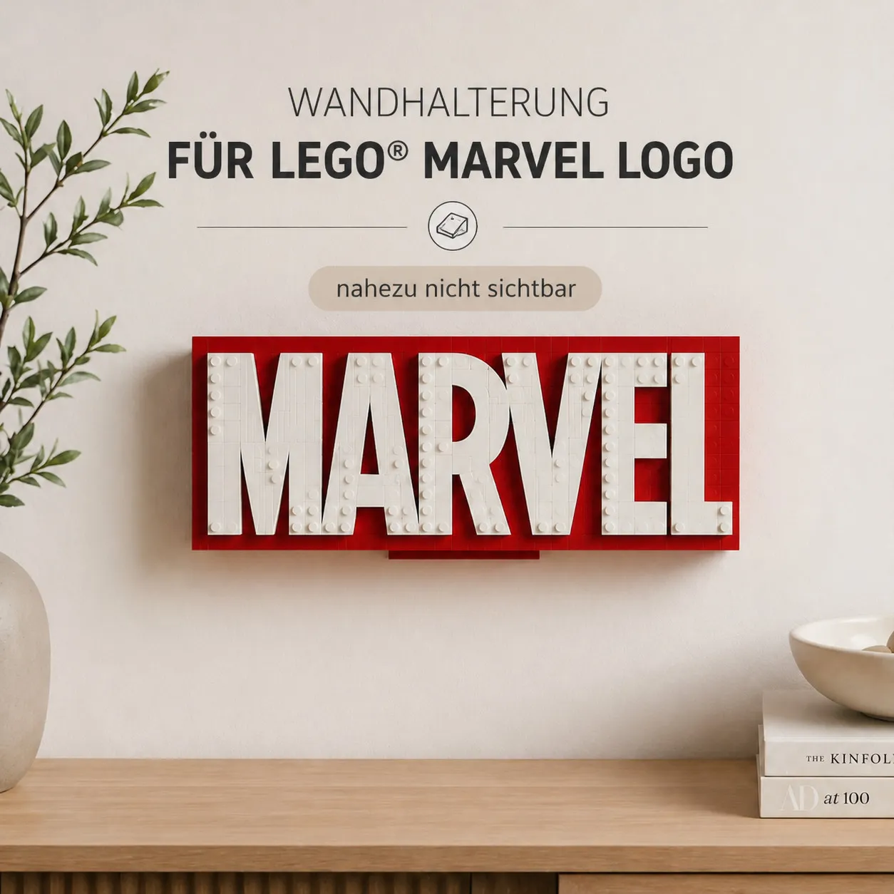 Wall Mount Bracket for LEGO Marvel Logo 76313 - Minimalist Bracket - Floating