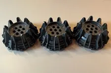 LEGO Piece 64712 Wheel Hard Plastic w/Small Cleats & Flanges Pearl Dark Gray x3