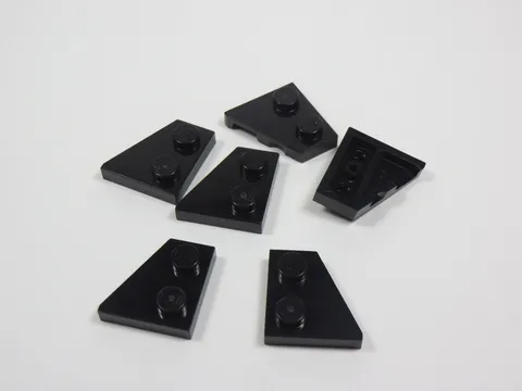LEGO Lot of 6 Black 2x2 Wing Plates LEFT AND RIGHT S9