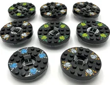 Lego 8 Black Ninjago Spinner Pieces Skull Pattern