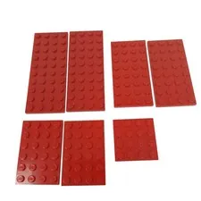 Red LEGO Plates Assorted Sizes Lot Of 7 Pieces For Building Creativity #M-4