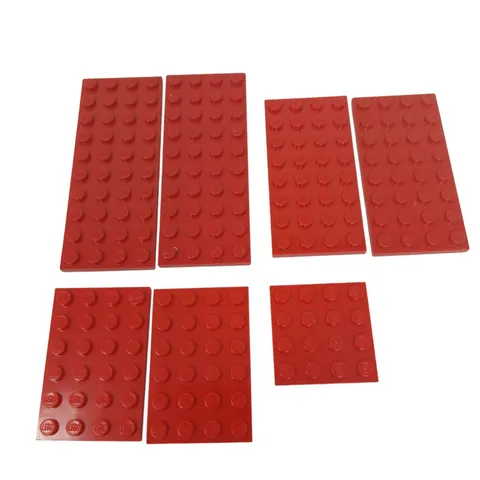 Red LEGO Plates Assorted Sizes Lot Of 7 Pieces For Building Creativity #M-4