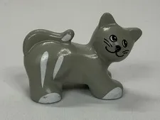Lego Duplo Figure Gray and White Cat Toy Replacement