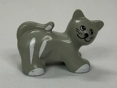 Lego Duplo Figure Gray and White Cat Toy Replacement
