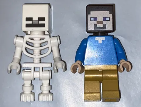LEGO STEVE & Skeleton MINECRAFT Lot Of 2 mini fig Minifigures