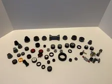 LEGO Mixed Bricks and Pieces Lot Of Over 50 Pieces Black Wheels & Vehicle Parts