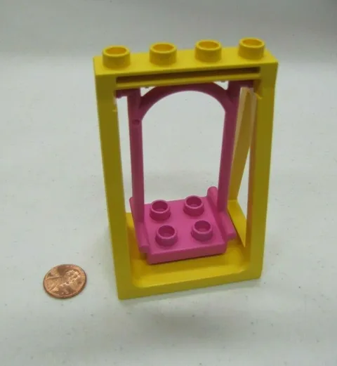 Rare Lego Duplo HOT PINK SWING w/ YELLOW FRAME for BABY TODDLER CHILD FIGURE Vtg