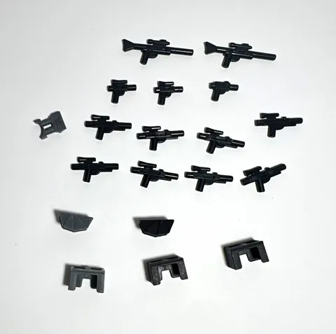 LEGO Minifigure Weapons & Kamas Lot - Black/Gray Mixed Pieces 18 Pc