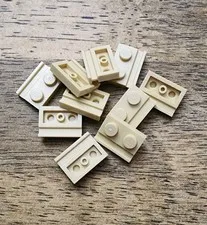 LEGO Tan Plate, Modified 1 x 2 with Door Rail. QTY 10. Part 32028.