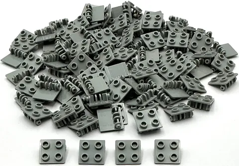 Lego 100 New Light Bluish Gray Hinge Bricks 2 x 2 Stud Top Plate Parts