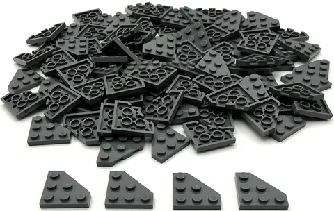 Lego 100 New Dark Bluish Gray Wedge Plates 3 x 3 Stud Cut Corner Parts