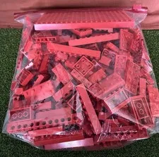 1.5 Pounds Of Red Sorted LEGO Bricks Bulk Lot - Various Sizes And Shapes