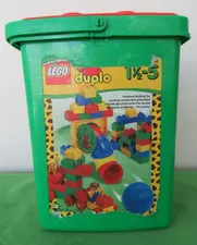 VINTAGE LEGO DUPLO BASIC BUCKET SET - 2001; 78 PCS INCL MINIFIG & BABY GIRAFFE